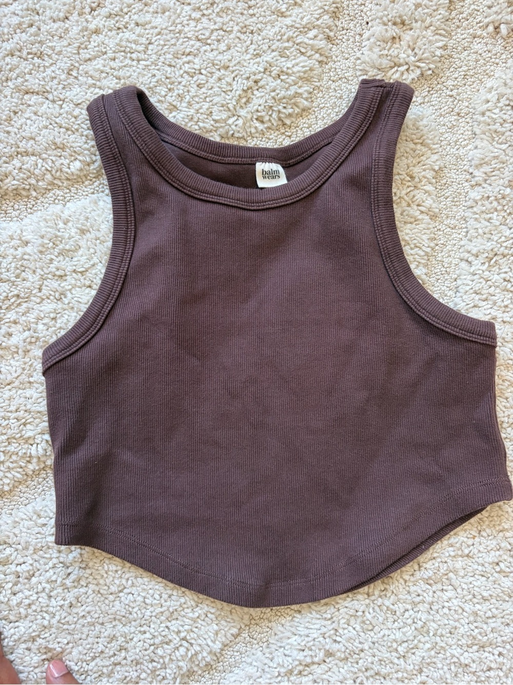 The Bali Ribbed Crop Tank Top - Brown